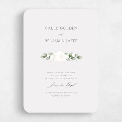 Grey Rounded Wedding Invitation - Aldeney Portrait