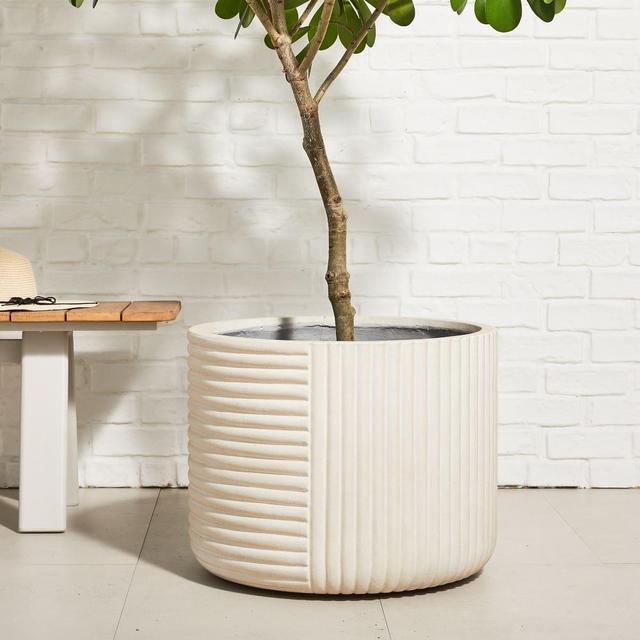 Cecilia Fiberstone Planters, Large, White, 22"