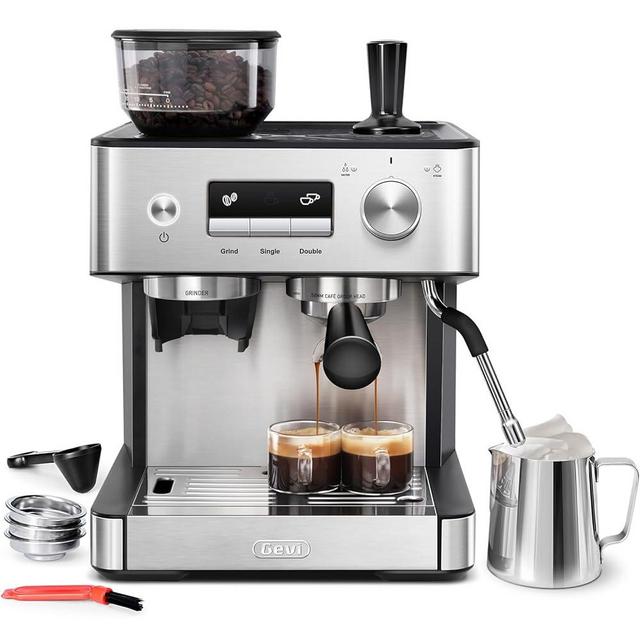 Gevi Espresso Machine with Grinder, 20 Bar Expresso Coffee Machines with Milk Frother Steam Wand, Professional Espresso Maker, 2.3L Water Tank, Cappuccino & Latte Machine, Espresso Machines for Home