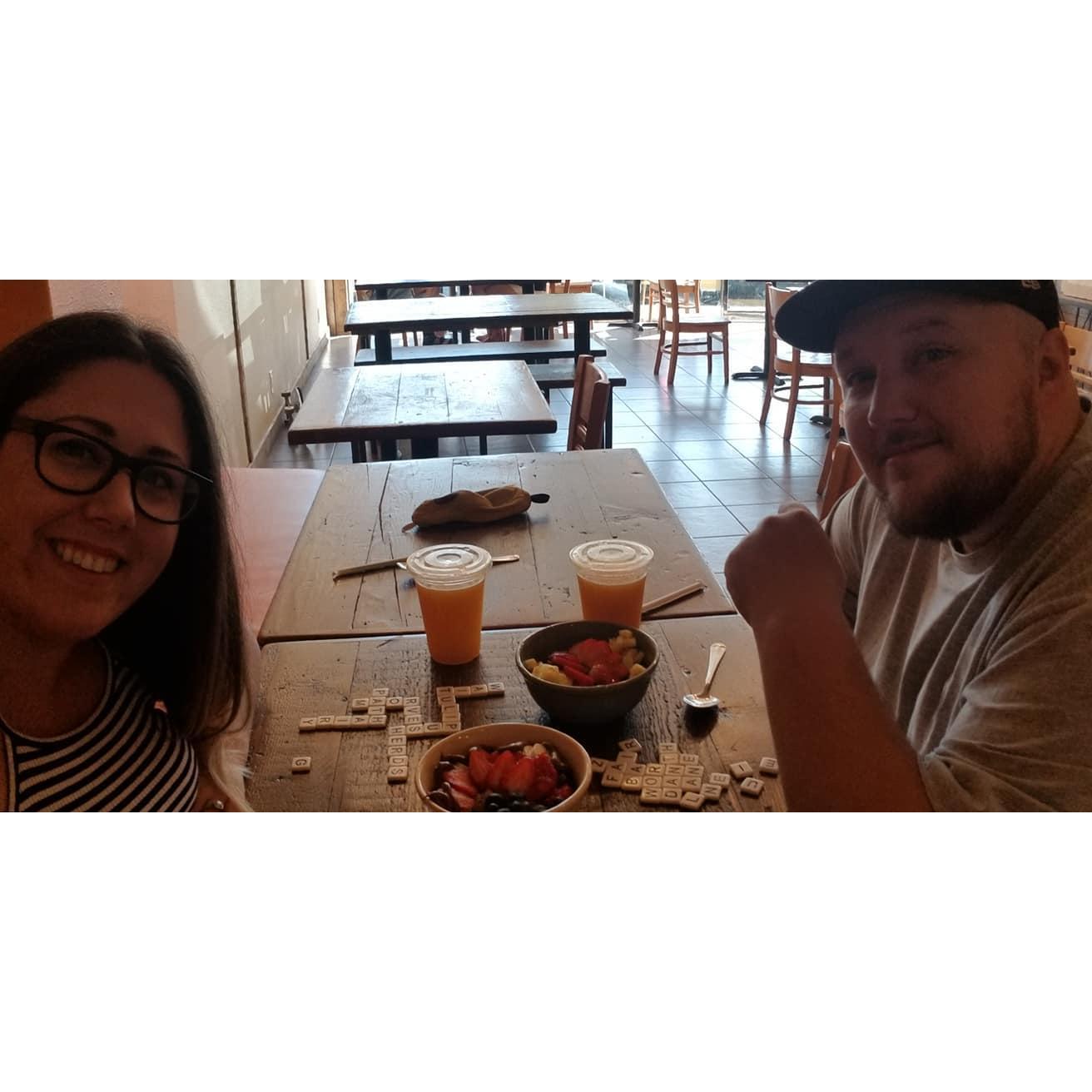 Our Favorite West Coast eats! Uba Tuba in LA.  Best Acai Bowls (our favorite!) and even Banana Grams!! 2018