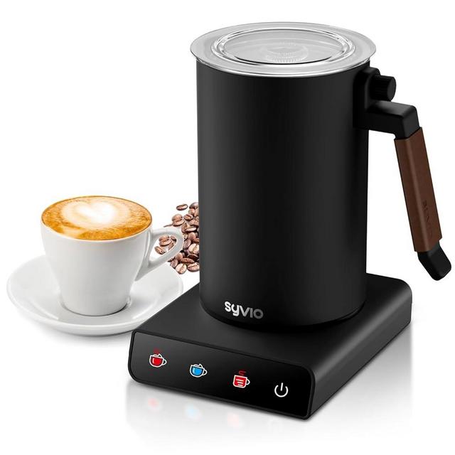 Frother for Coffee, Syvio 4-in-1 Detachable Milk Frother and Steamer with Touch Screen, 11.5oz/2 Cups Cold and Hot Foam Maker, Heating Milk/Coco, Electric Milk Steamer for Latte Cappuccino Macchiato