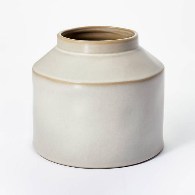 7" x 8" Carved Ceramic Vase Gray - Threshold™ designed with Studio McGee