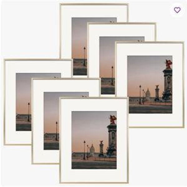 Ailise Gallery Wall Frame Set, Classic Metal Picture Frames (Set of 6) - Gold, 11" x 14"