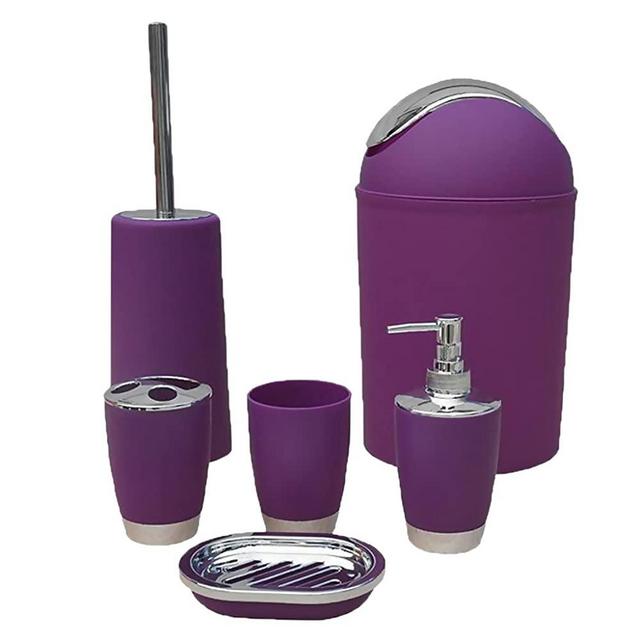MonkeyJack 6PCS Solid Luxury Plastic Bathroom Accessories Set Bath Set Bath Storage 8 Colors - Purple, as described