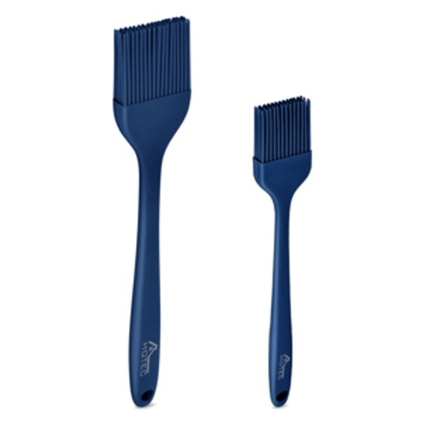 HOTEC 2 pieces Set Basting Brushes Silicone Heat Resistant Pastry Brushes Spread Oil Butter Sauce Marinades for BBQ Grill Barbecue Baking Kitchen Cooking BPA Free Dishwasher Safe (Classic Blue)