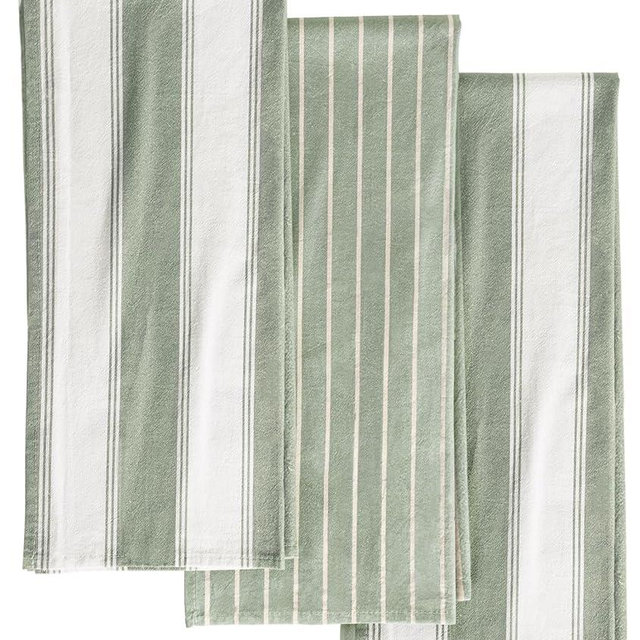 Miss Adola Neutral Flour Sack Kitchen Towels - 3 Pack 18"x 26" Cotton Farmhouse Fast Drying Decorative Hand Tea Towel Dishcloth with Hanging Loop for Home Decor Housewarming Gift, Sage Green