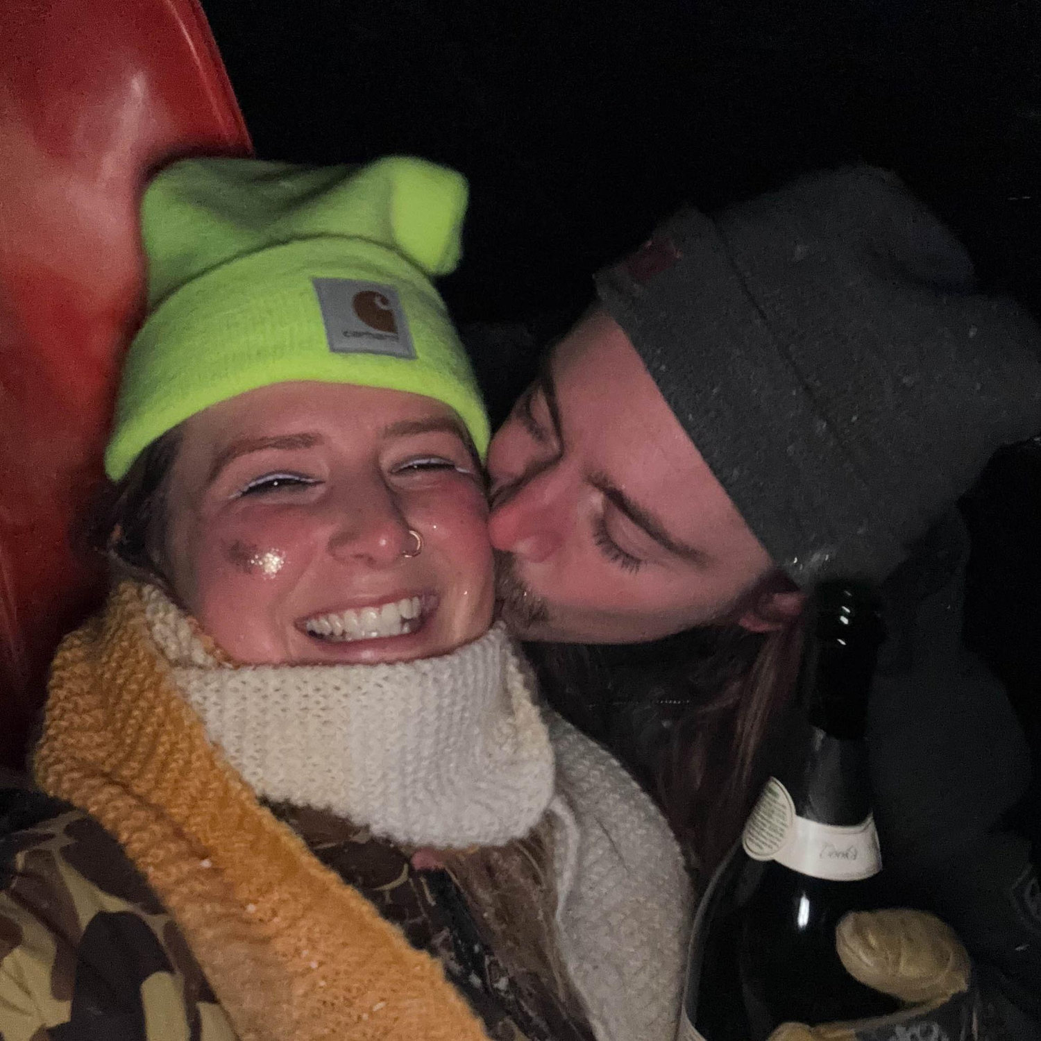 Champagne & Sledding on New Years in tradition