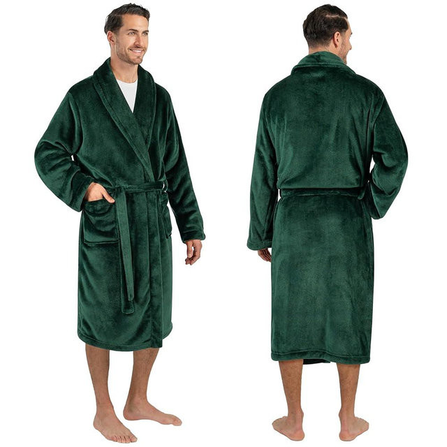 PAVILIA Mens Soft Robe Bathrobe for Men, Lightweight Fleece Male Robe Long Bath Shower Spa