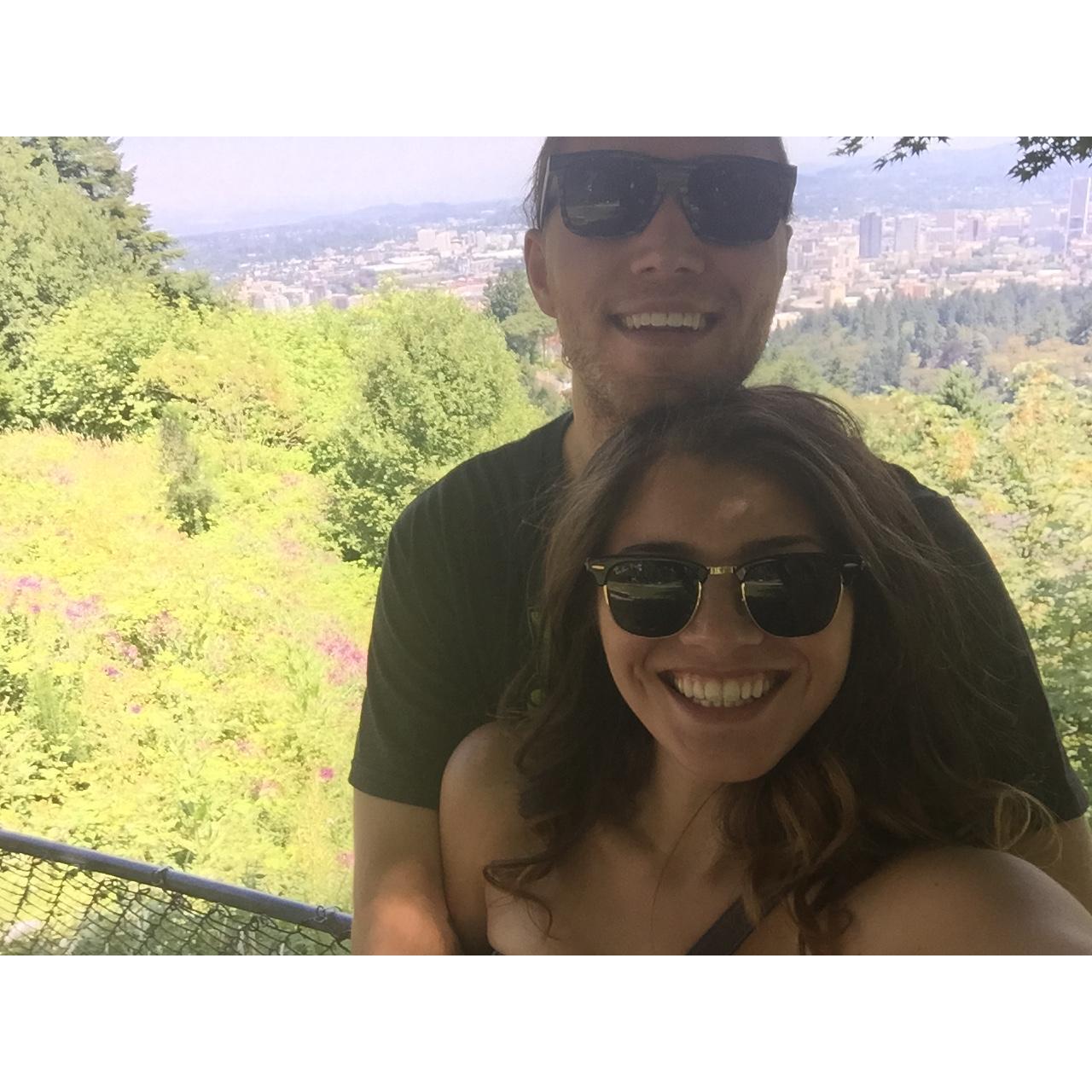 Our first picture together! We were at Pittock Mansion.