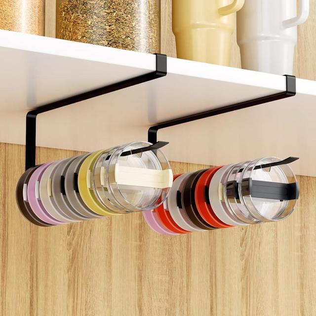 2 PCS Tumbler Lid Organizers, Ample Lid Capacity Up to 30 Lids, No Adhesive No Drill Yeti Lid Organizer Holder Inside Cabinet, Space-Saving Yeti Stanley Tumbler Cup Lid Holder Organizer for Kitchen