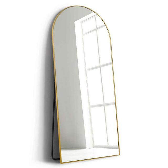 Classic Full Length Arch Metal Framed Gold Floor Mirror
