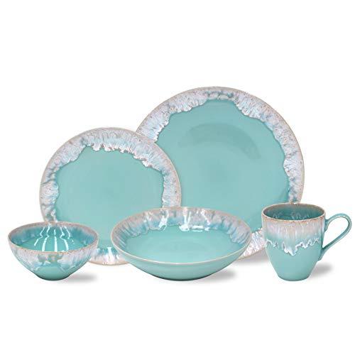Casafina Taormina Collection Stoneware Ceramic 5-Piece Place Setting (Service for 1), Aqua