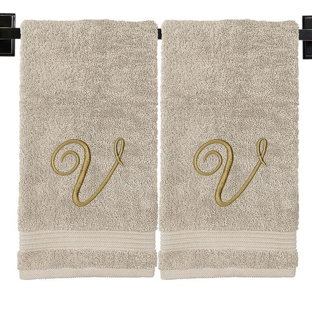 Monogrammed Hand Towels - Set of 2 - Genuine Turkish Hand Towels - Choose Any Letter - Choose Towel and Thread Color - Embroidered Script Monogram - Personalized Towels - Monogrammed Towels