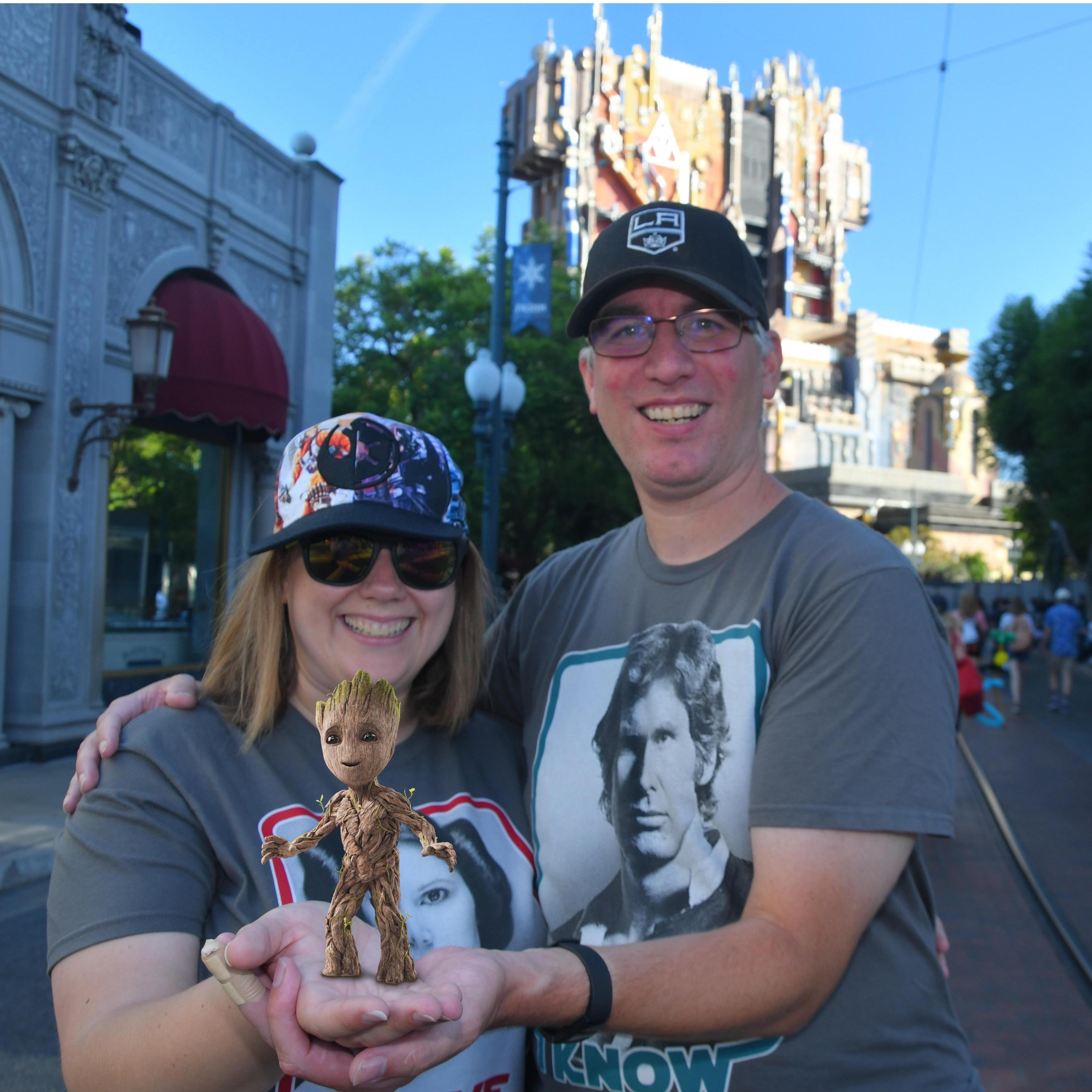 Holding Groot, Disney California Adventure, August, 2019