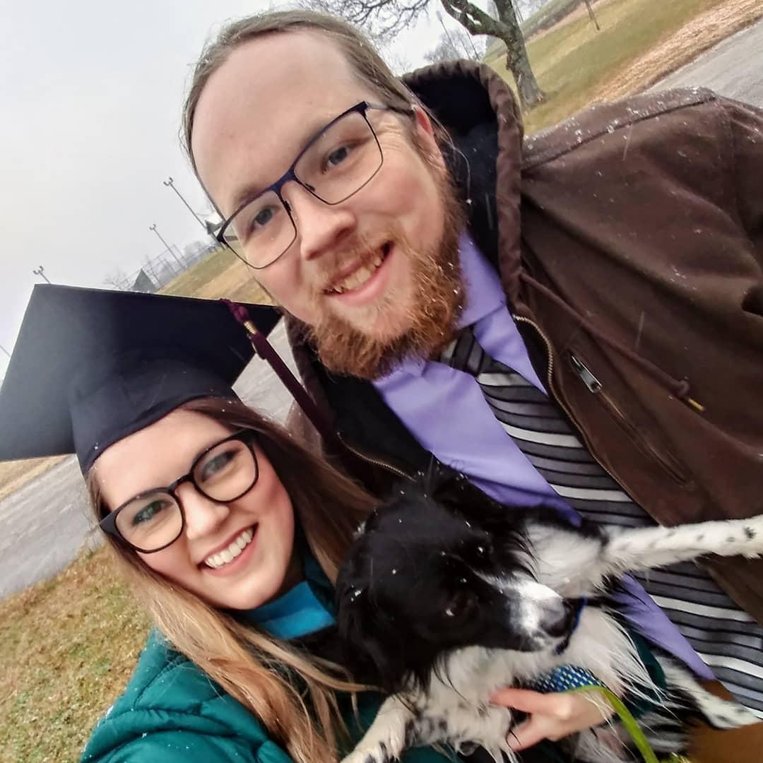 Tabitha's Master's graduation, featuring Zoe in the snow!