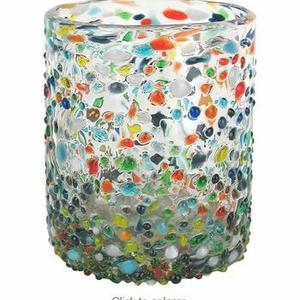 Confetti Pebbled Mexican Rocks Glass  - Set of 4