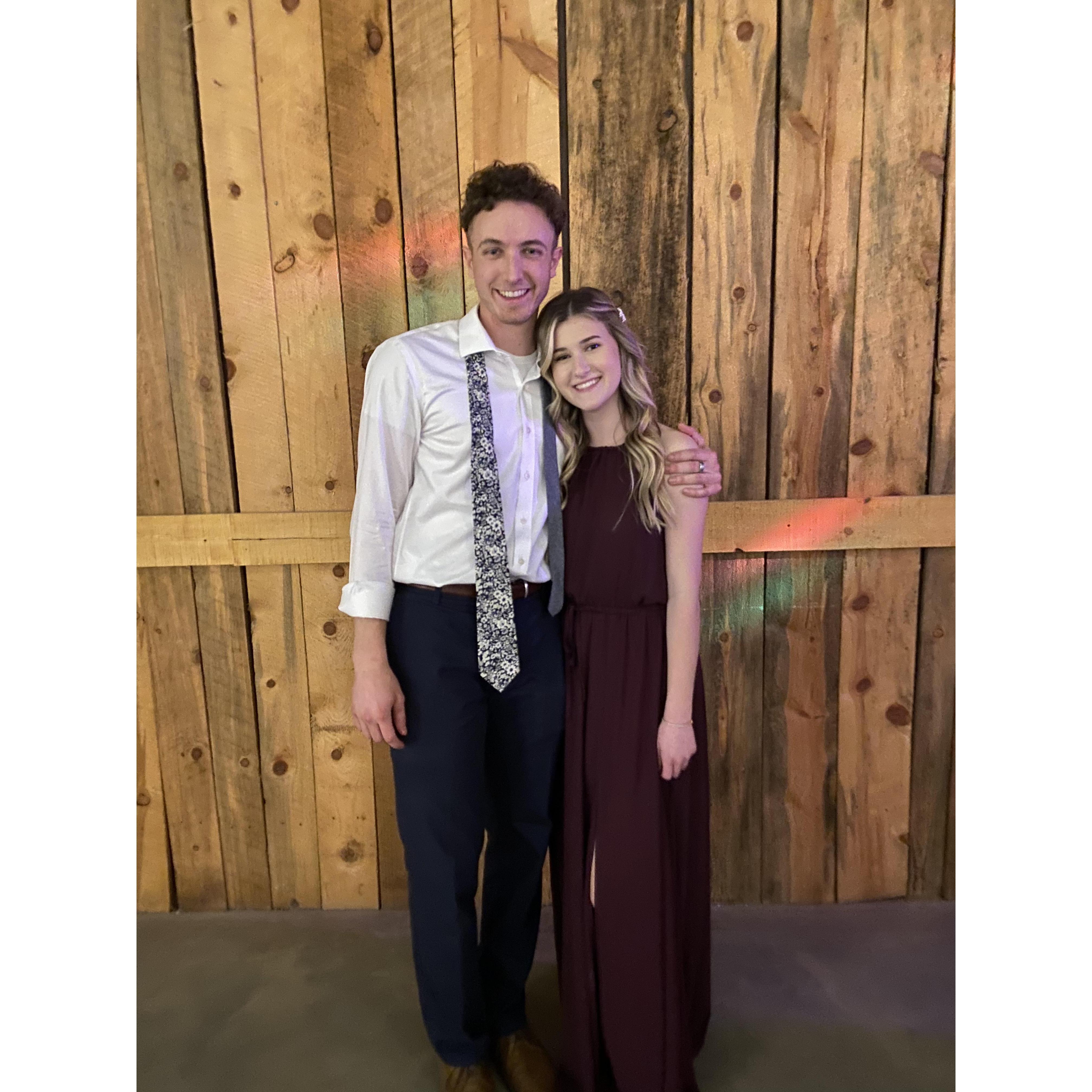 My sister's wedding reception. Only two weeks into our relationship, he met my whooooole family.