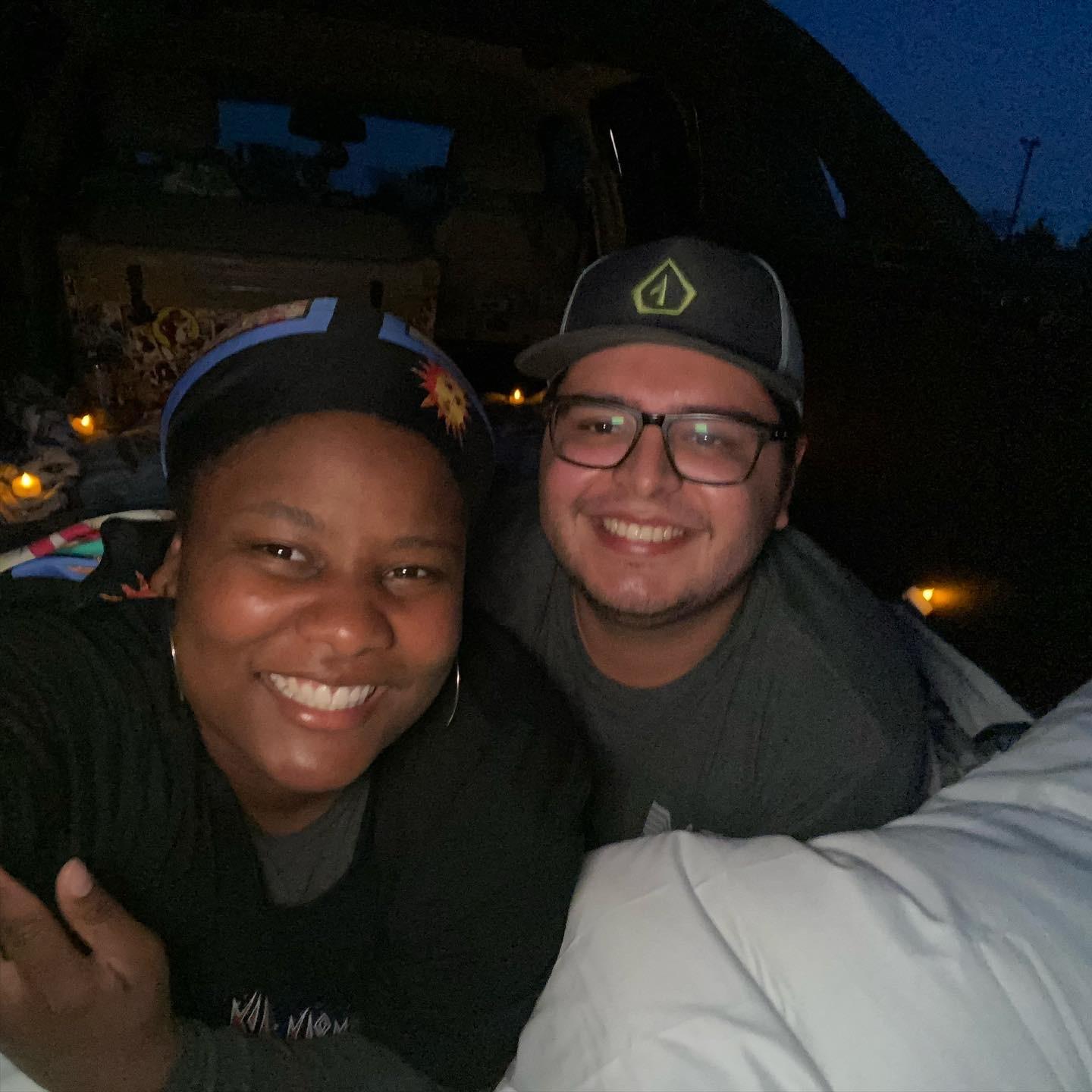 A romantic night under the stars, courtesy of Simon and his truck bed.