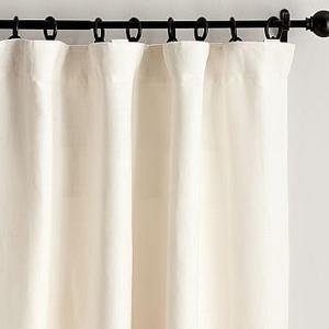 Belgian Flax Linen Drape, Unlined, 50 x 84", Ivory