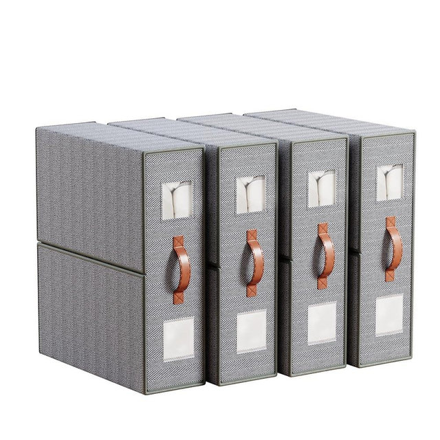 EE-RoomWorld 4 Pack Bed Sheet Storage Organizers- Premium Fabric Closet Organizer with Clear View Window, Space-Saving Foldable Design for Queen/King Size Bedsheets, Blankets & Duvet Covers