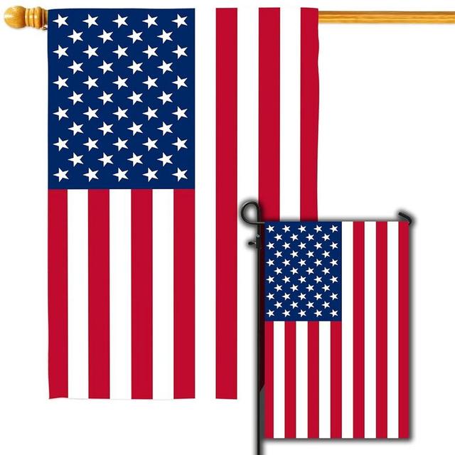 4SEASONS POD American Flag, Set 2 House Flag 28x40 and Garden Flag 12x18 Double Side, Longest Lasting United States Flags For Outside, Flag Nylon for All Weather, The Stars and Stripes, Old Glory
