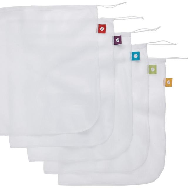 FLIP AND TUMBLE - Reusable Produce Bags – Washable Mesh Bags for Fruits and Vegetables, Tough and Tear Proof, Eco-friendly Cloth fabric, Set of 5