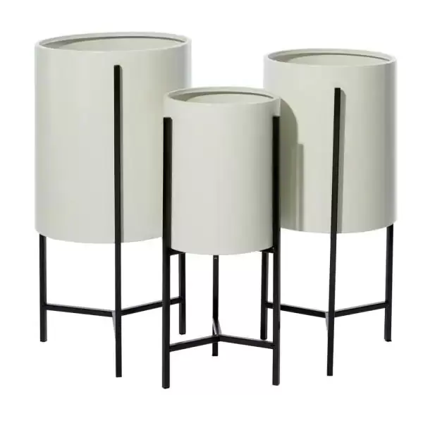 27 in. x 15 in. Cream Metal Modern Planter (Set of 3)