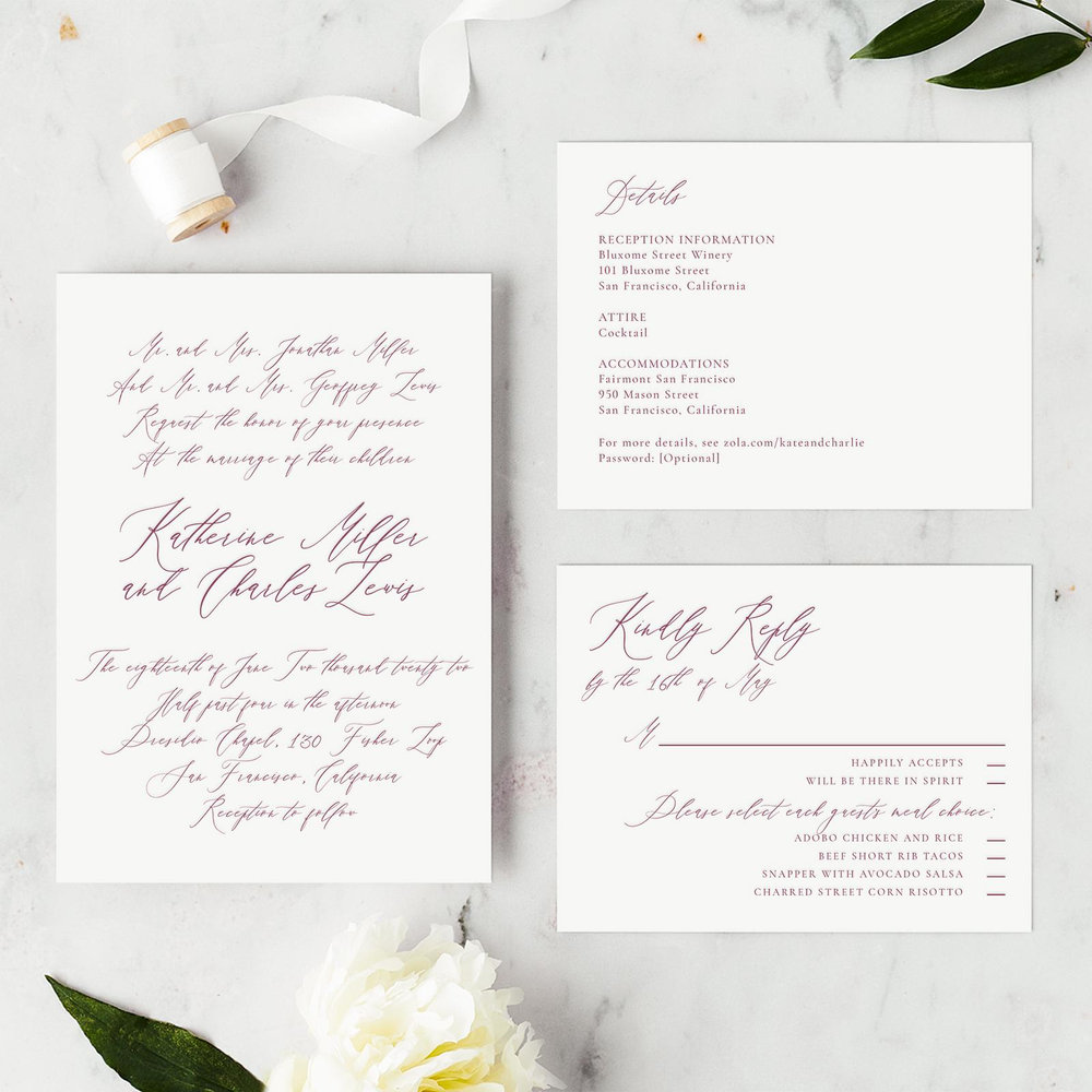 Violin Portrait Letterpress | Black | Zola Wedding Invitations