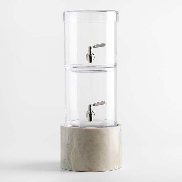 Stacking 2-Gallon Glass Cold Drink Dispenser with Tuscan Marble Stand
