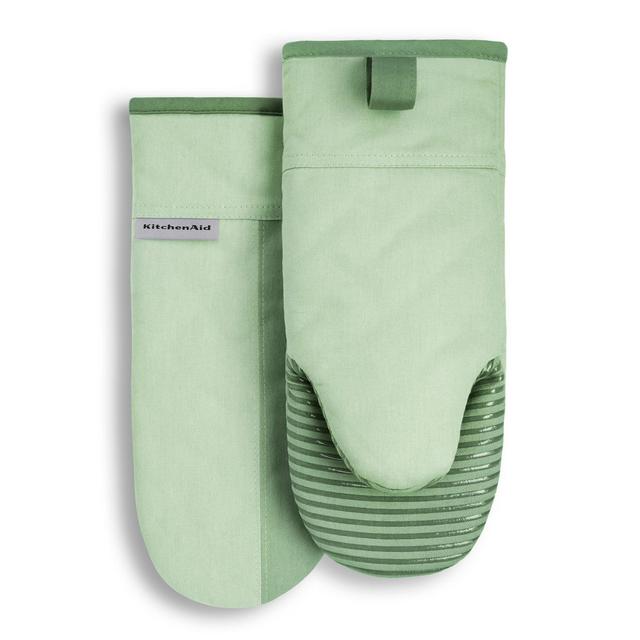 KITCHENAID Beacon Two-Tone Oven Mitt 2-Pack Set, Pistachio/Graphite Green, 5.75"x13"