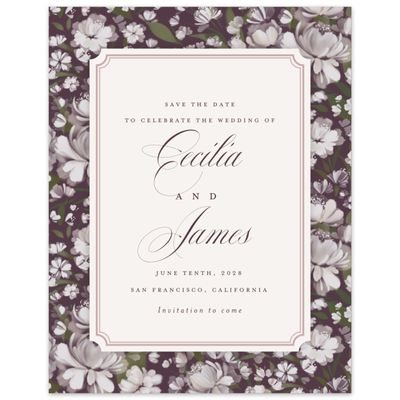 Dark Plum, Purple Wedding Digital Save the Date - Annika Portrait