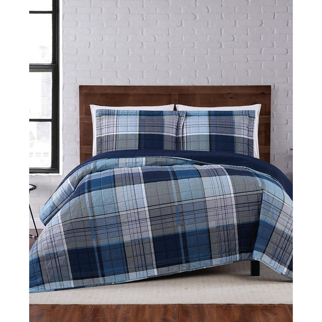 Truly Soft Trey Plaid 3-Pc. Quilt Set, Full/Queen