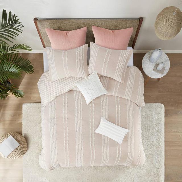 King/California King 3pc Kara Cotton Jacquard Duvet Cover Mini Set - Blush