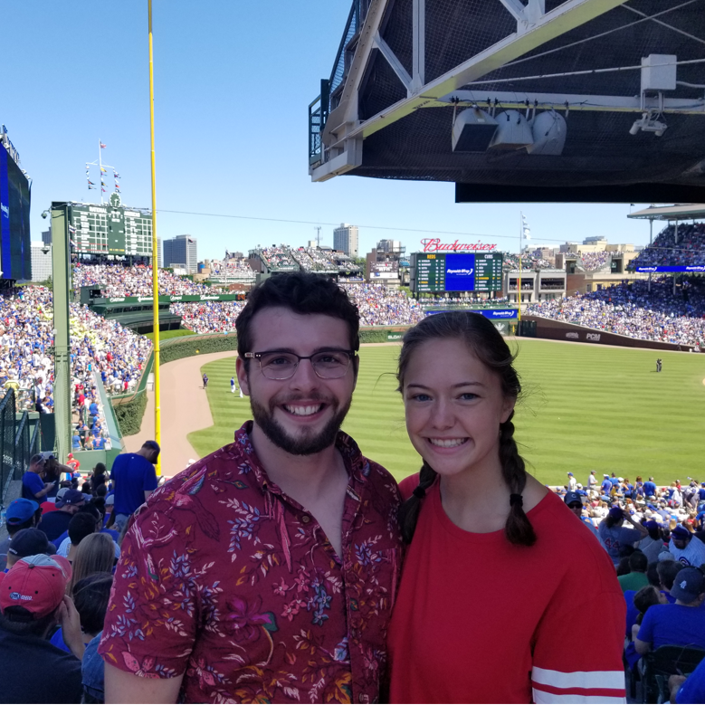 Wrigley field for a Cubs game in July 2018.