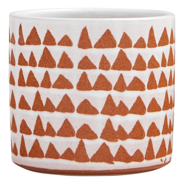 Stone & Beam Modern Ceramic Triangle Decor Planter Pot, 5 Inch, White and Terra Cotta