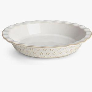 MALACASA Pie Pan, Stoneware Pie Dish for Baking, 45 OZ Deep Dish Pie Pans 9 Inch, Embossed Quiche Baking Dish for Oven, Fluted Dish Pie Plate for Apple Pie, Pot Pie and Quiche, Set of 1, Series LYDIA