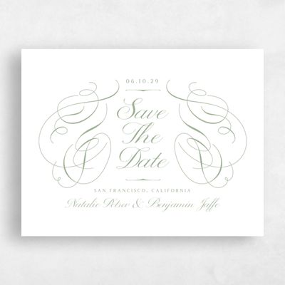 Sage, Green Wedding Save the Date - Ventana Landscape Letterpress