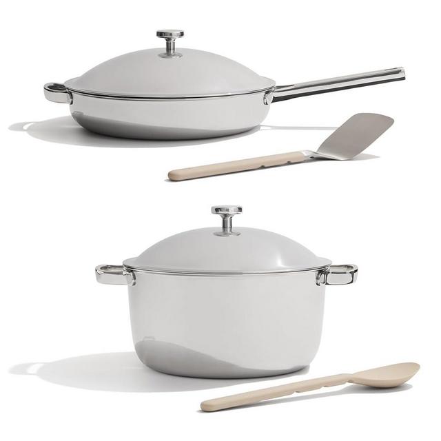 Our Place Titanium Pro Cookware Duo – Always Pan & Perfect Pot with Nonstick No-Coating Technology | Tri-Ply Titanium & Stainless Steel | Safe for Oven, Induction & All Cooktops up to 1000°F | Chrome