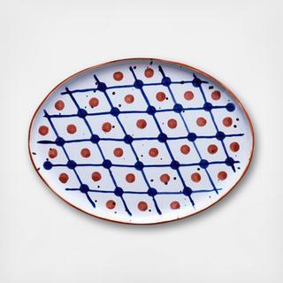 Vandvid Grid Design Oval Dinner Plate