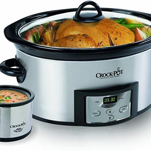 Crock-Pot Stainless Steel 6-Quart Countdown Programmable Slow Cooker with Dipper