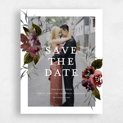 White Fall Wedding Save the Date - Holliston Photo
