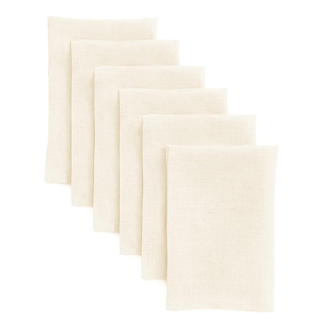 Solino Home Ivory Linen Napkins Set of 6-100% Pure Linen Cloth Washable Dinner Napkins 20 x 20 Inch for Spring, Summer, Mothers Day - Fete