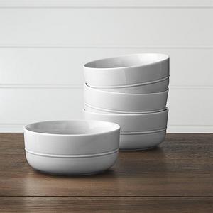 Crate and Barrel - Set of 4 Hue Light Grey Bowls