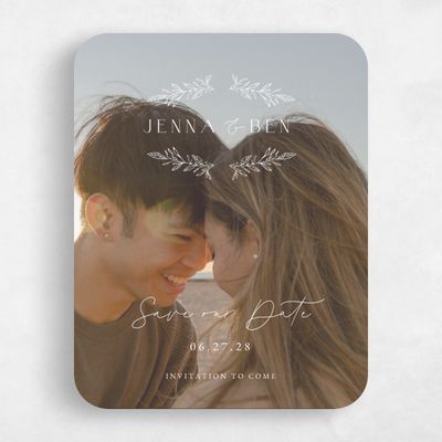 White Rounded Wedding Save the Date - Phippsburg Photo