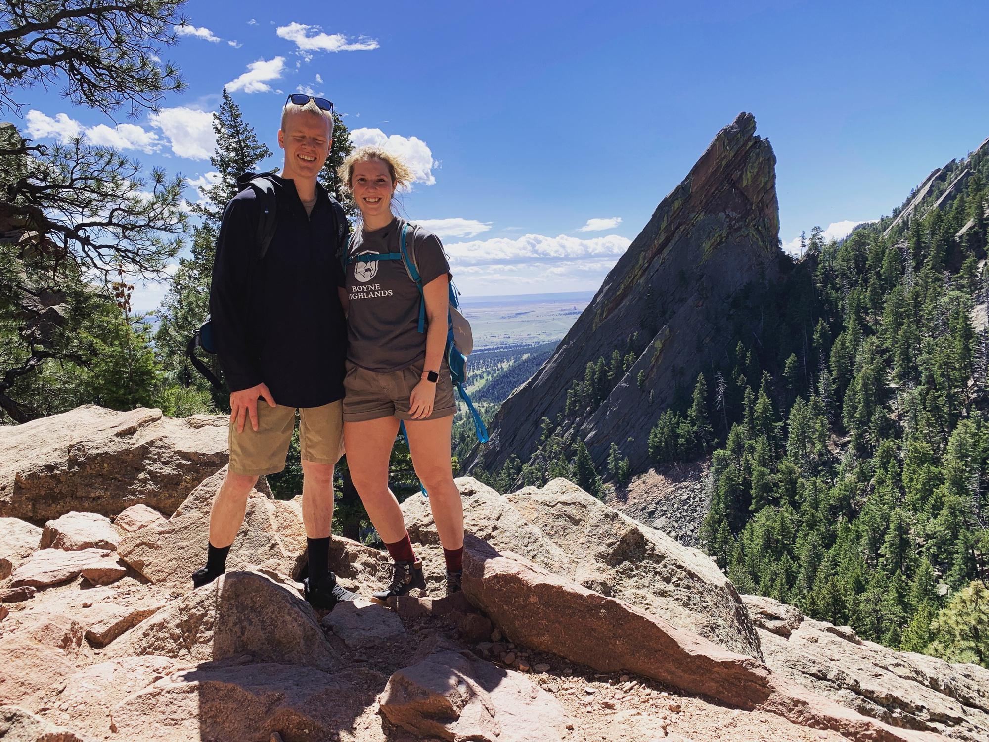 Yes Alex's eyes are closed. He couldn't handle the beauty of the Colorado flat rocks behind us or the altitude sickness that would hit him 30 minutes after this pic was taken