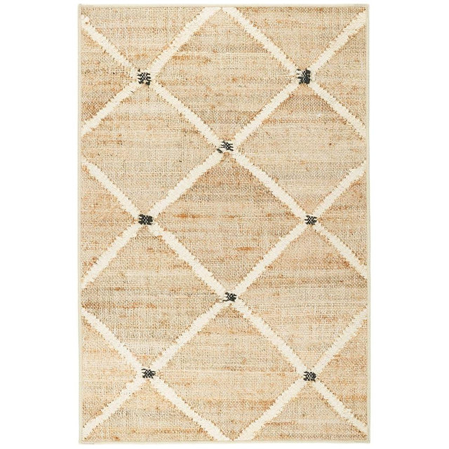 Dash and Albert Kali Machine Washable Area Rug - 2' x 3' Natural - Diamond Accent Rug - Anti-Slip Backing, Lightweight, Machine Washable, High Traffic Areas Kitchen, Mudroom, Laundry Room