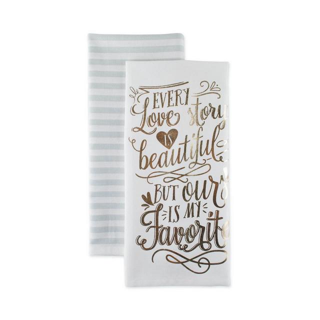 Design Imports Love Story Printed Dishtowel Set of 2