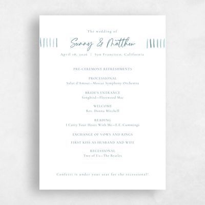 Blue Simple Wedding Program - Lund
