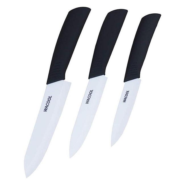 WACOOL Ceramic Knife Set 3-Piece (Includes 6-inch Chef's Knife, 5-inch Utility Knife and 4-inch Fruit Paring Knife), with 3 Knife Sheaths for Each Blade (Black Hand 2022)