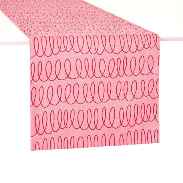 kate spade new york in The Loop & Joy Dot Reversible Table Runner, 100% Cotton, Machine Washable, Rose Pink/Red, 15"x72"